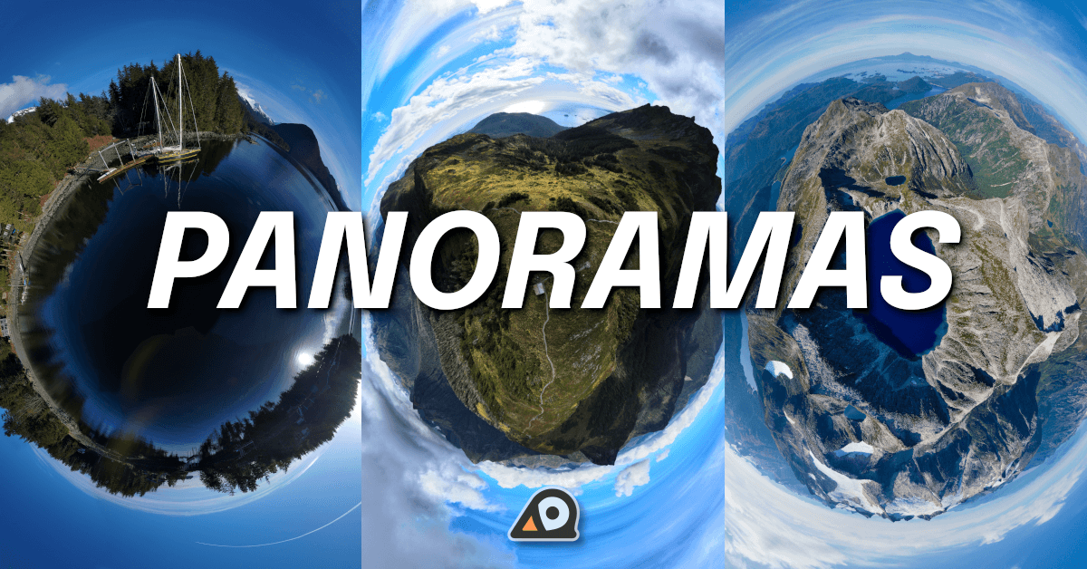 3-picture collage of tiny-planet style panoramas